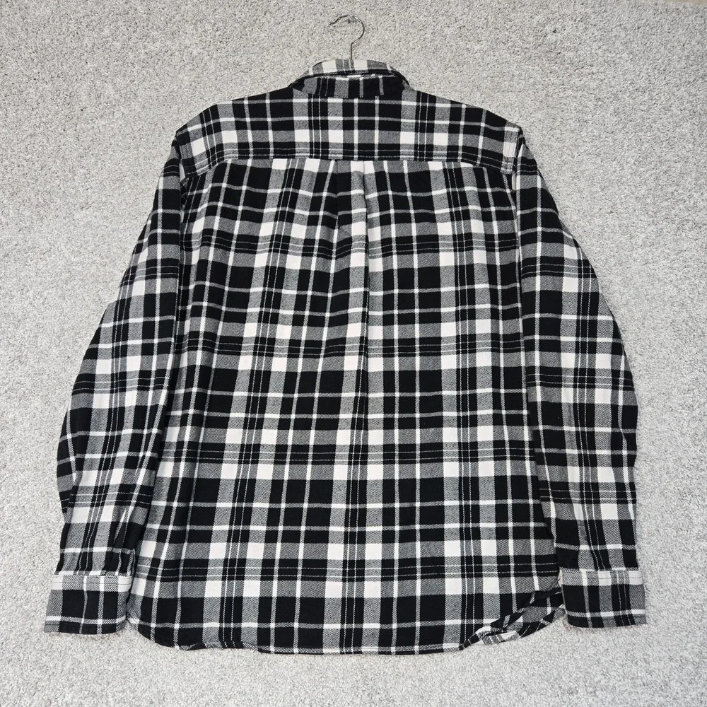 The North Face‎ mid weight Flannel Shirt Black White Plaid mens Large